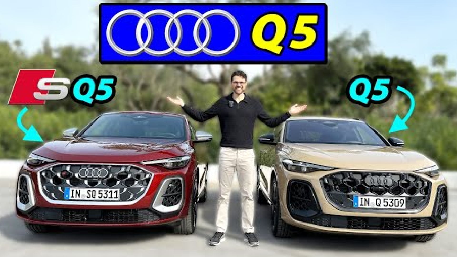 all-new Audi Q5 vs SQ5 Sportback driving REVIEW 2025 - attacking X3 and GLC!